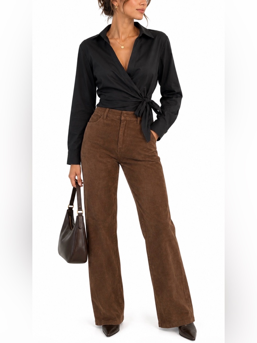 Veronica Beard Cropped Black Tie Blouse Small